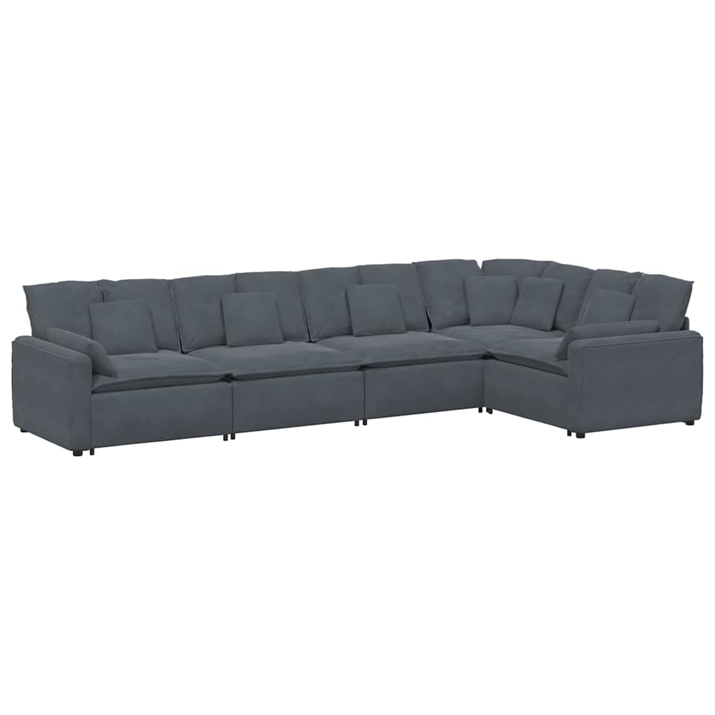 Modularna sofa s jastucima, baršunasta, tamno siva
