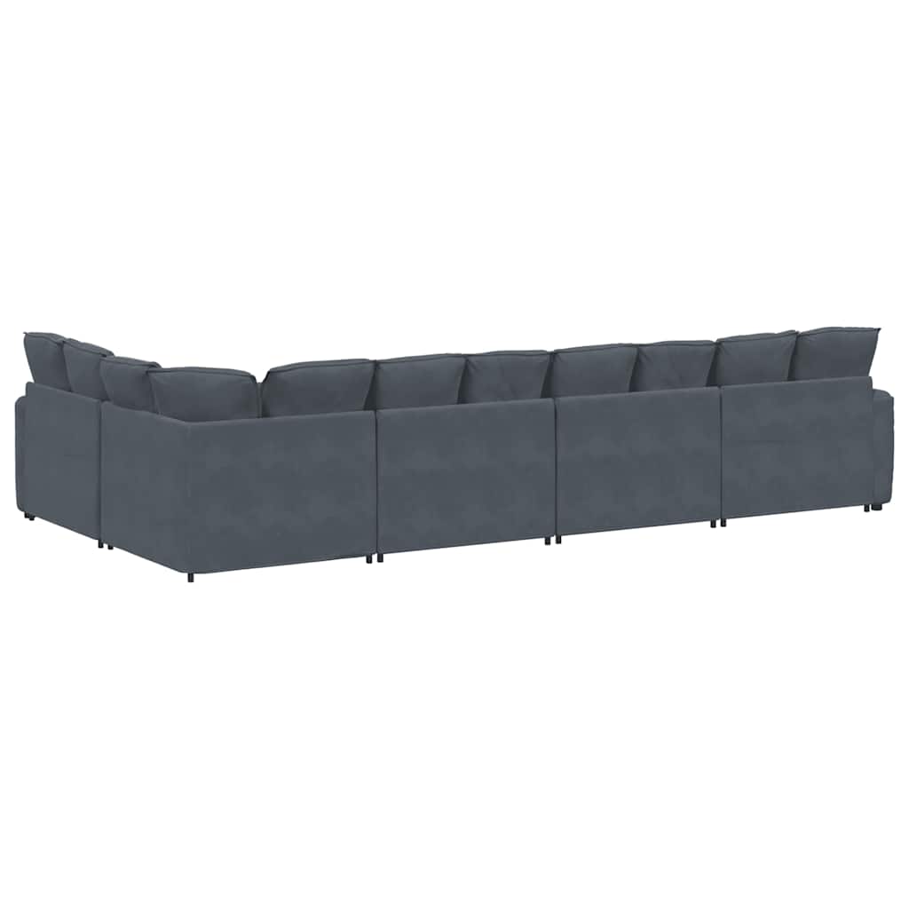 Modularna sofa s jastucima, baršunasta, tamno siva