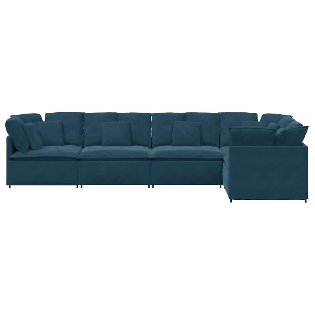 Modularna sofa s jastucima, plava baršunasta