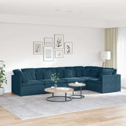 Modularna sofa s jastucima, plava baršunasta