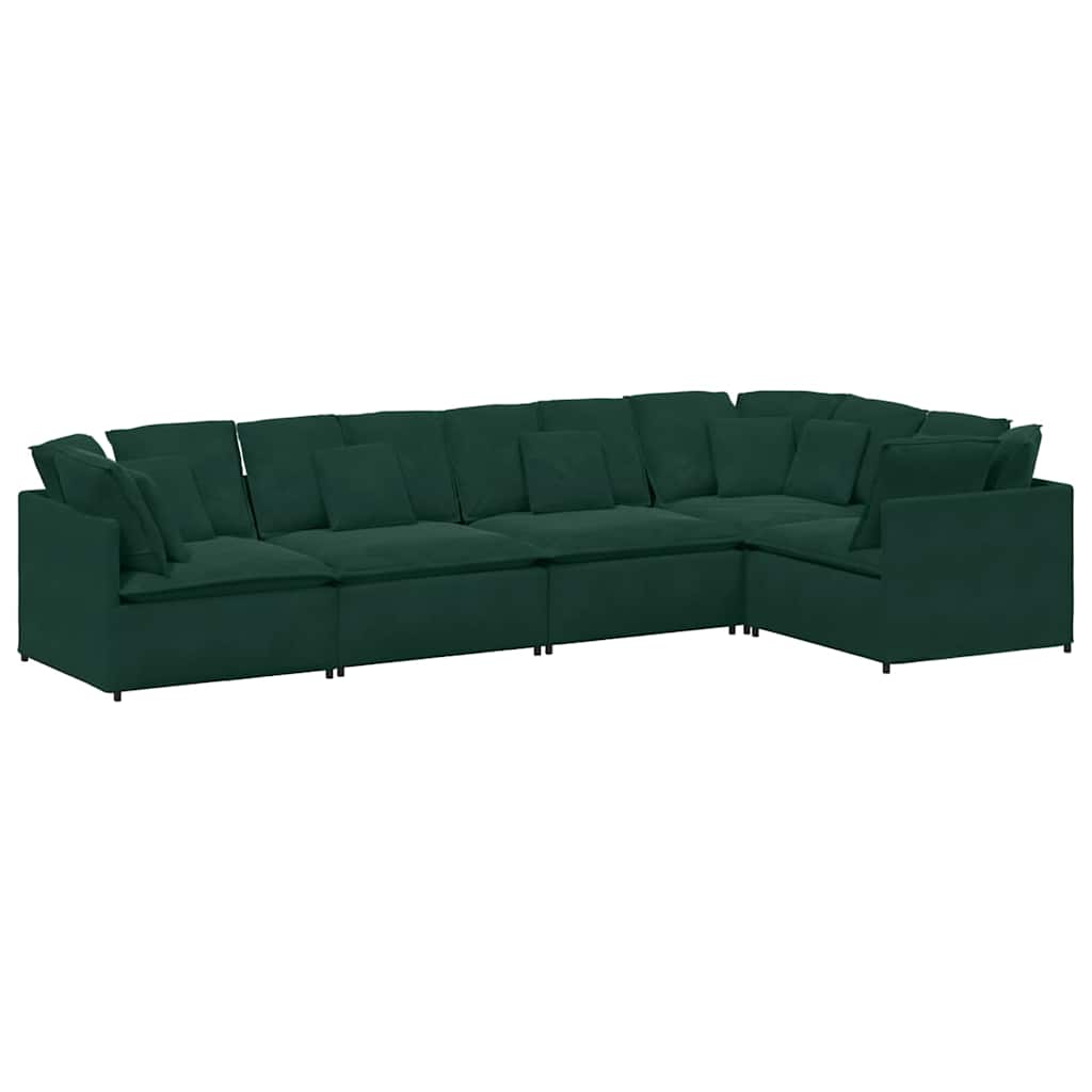 Modularna sofa s jastucima, baršunasta tamnozelena
