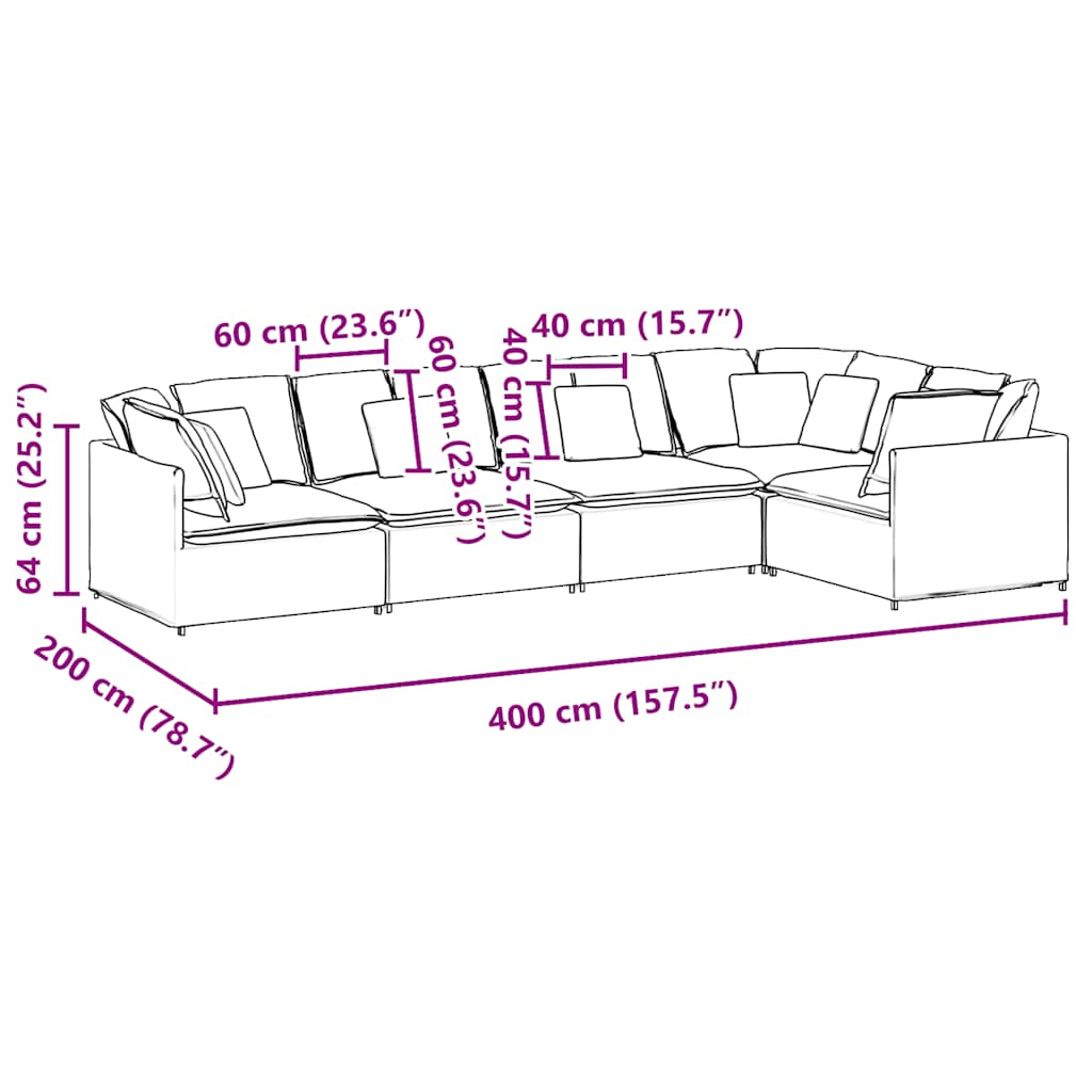 Modularna sofa s jastucima, baršunasta tamnozelena