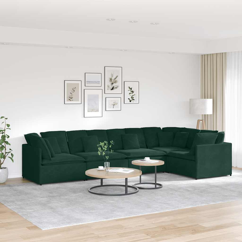 Modularna sofa s jastucima, baršunasta tamnozelena