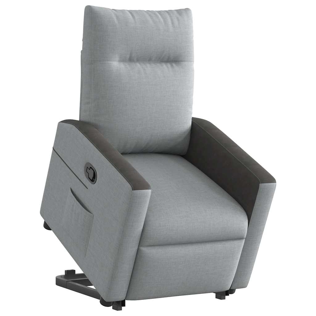 Naslonjač na podizanje od tkanine svjetlosivi