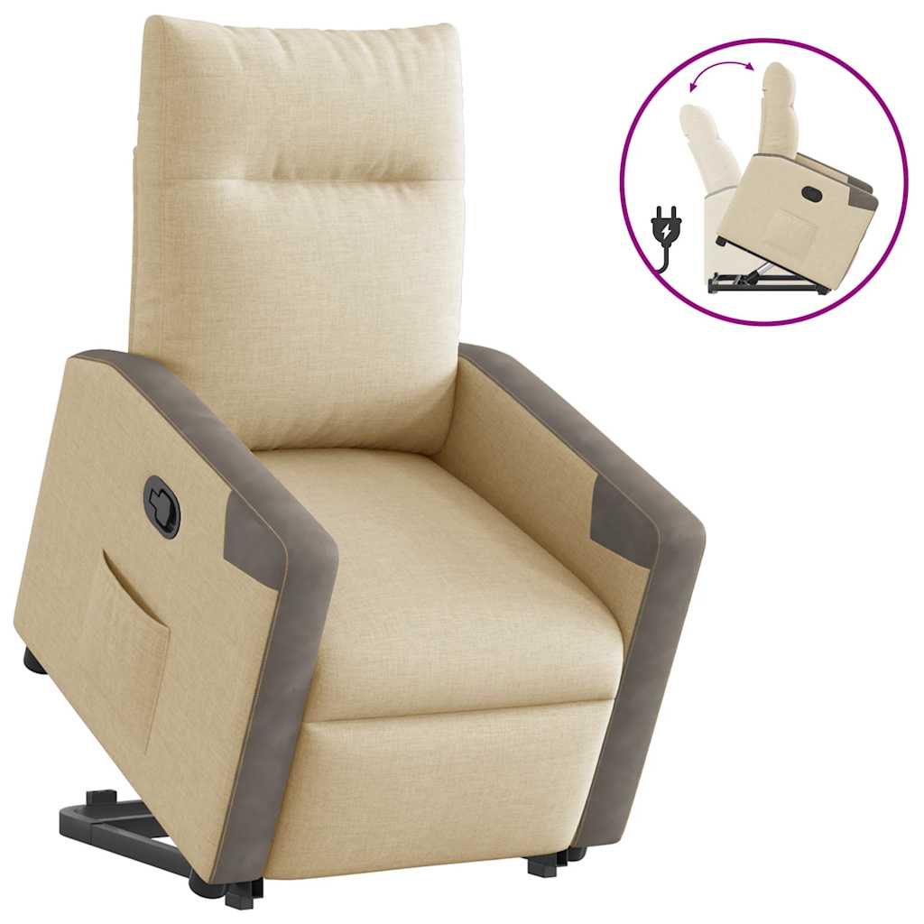 Naslonjač na podizanje od tkanine krem