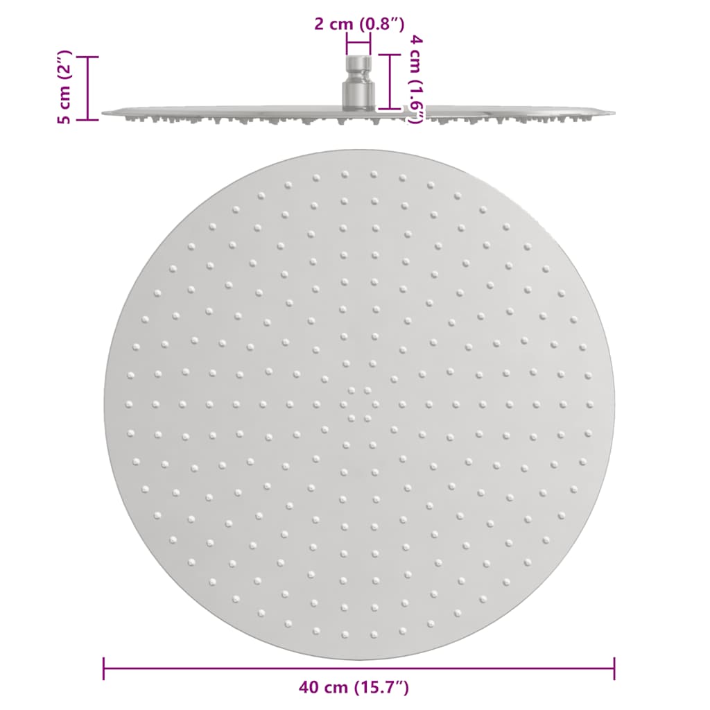Glava za tuš od nehrđajućeg čelika 304 40 cm okrugla