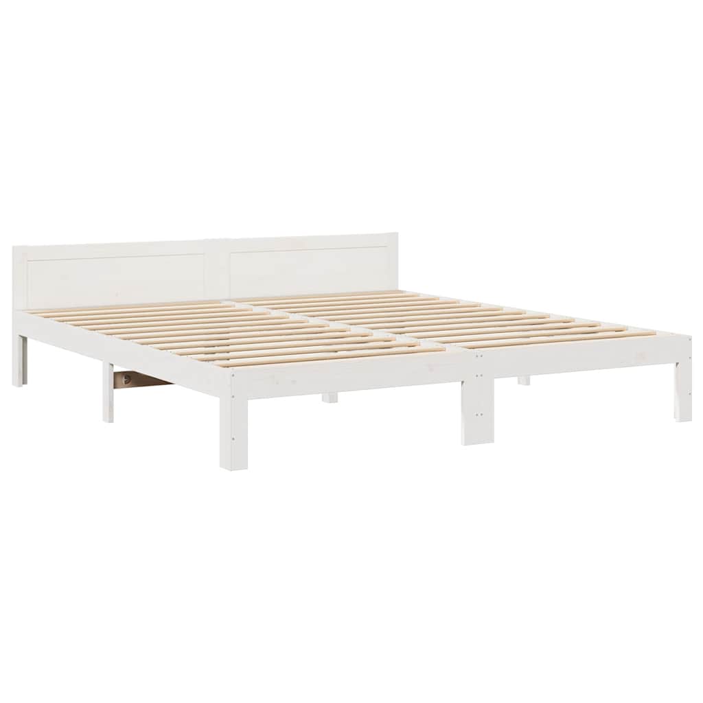 Obiteljski okvir kreveta bez madraca bijeli puno drvo bor