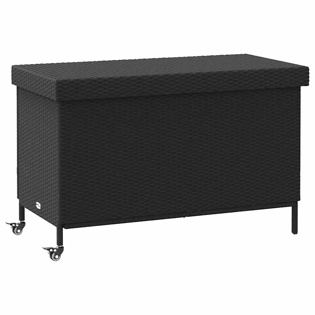 Vrtna kutija za pohranu s kotačima crna 110x55x73 cm