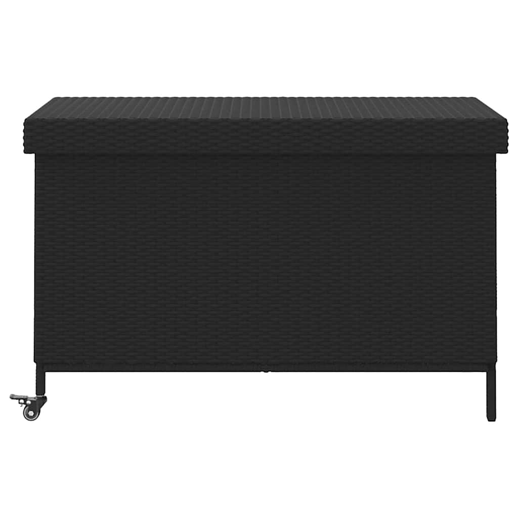Vrtna kutija za pohranu s kotačima crna 110x55x73 cm