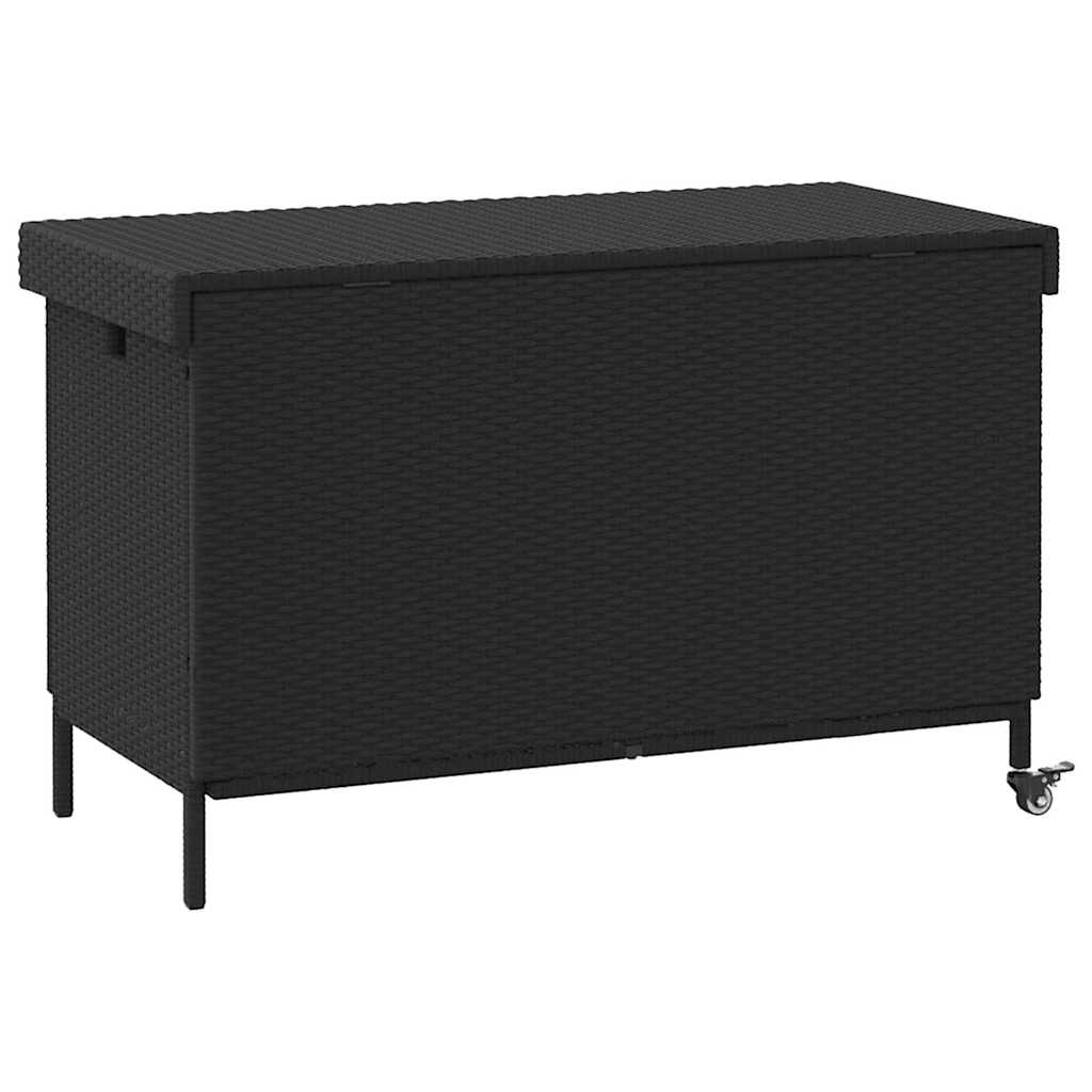 Vrtna kutija za pohranu s kotačima crna 110x55x73 cm