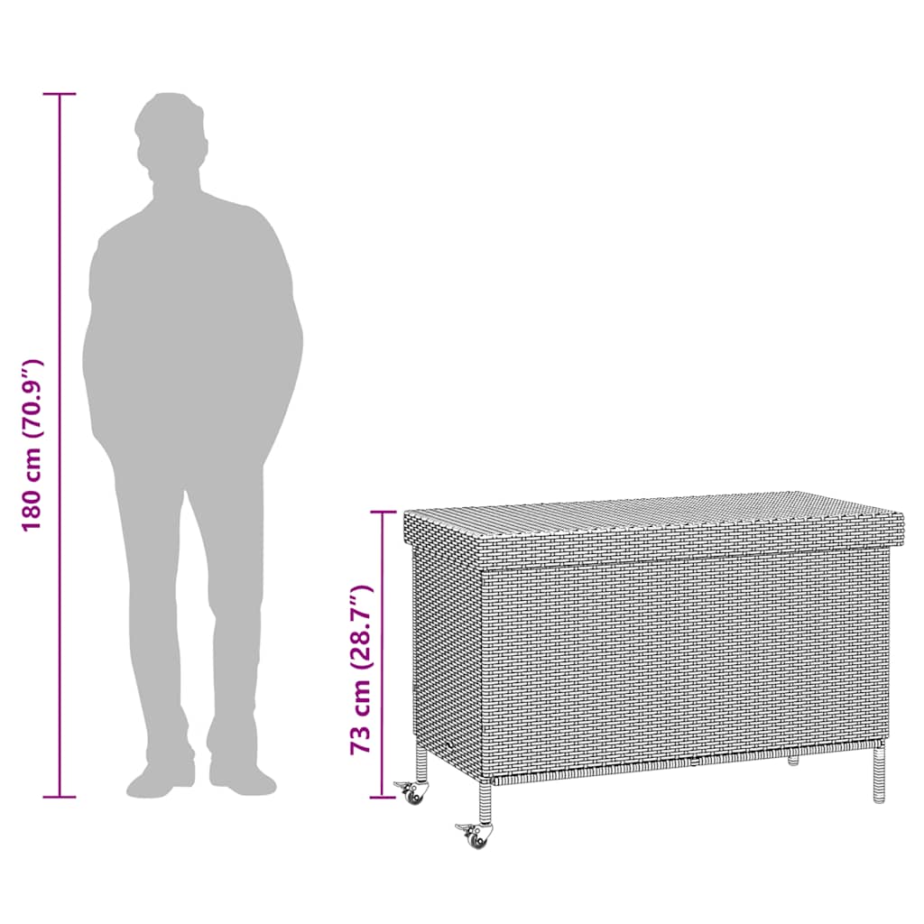 Vrtna kutija za pohranu s kotačima smeđa 110x55x73 cm poliratan