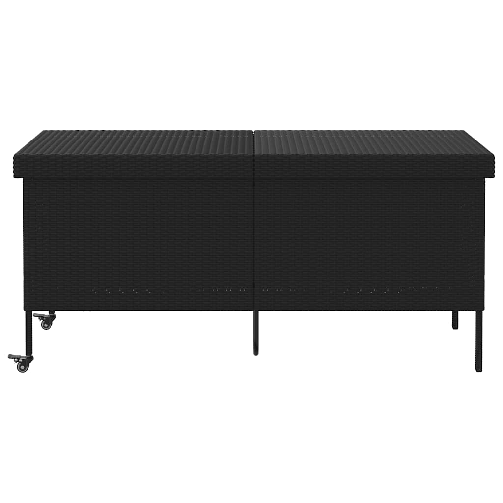 Vrtna kutija za pohranu s kotačima crna 160x55x75 cm poliratana