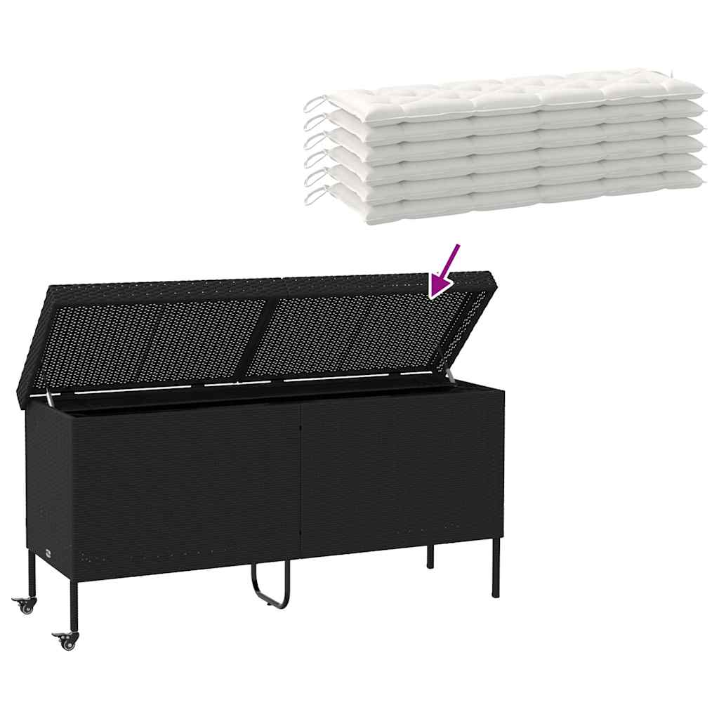 Vrtna kutija za pohranu s kotačima crna 160x55x75 cm poliratana