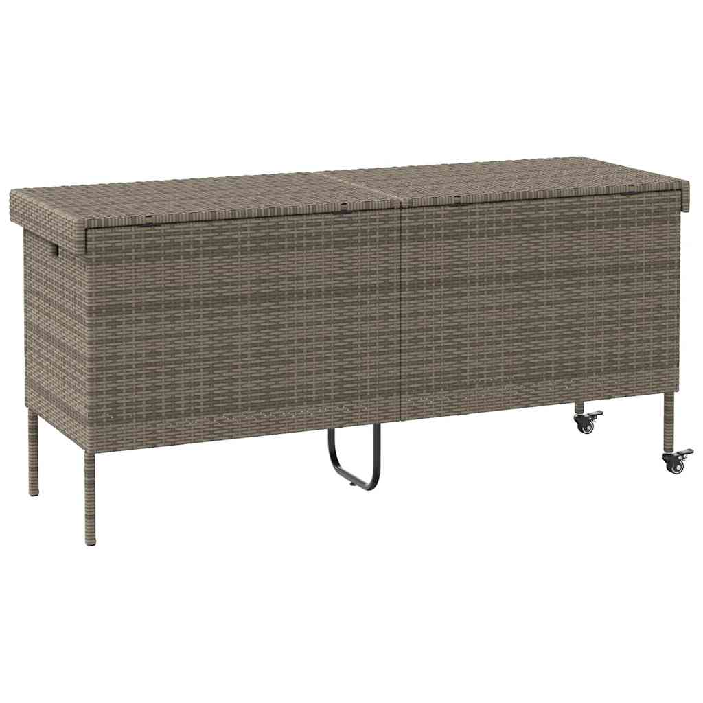 Vrtna kutija za pohranu s kotačima siva 160x55x75 cm poliratan