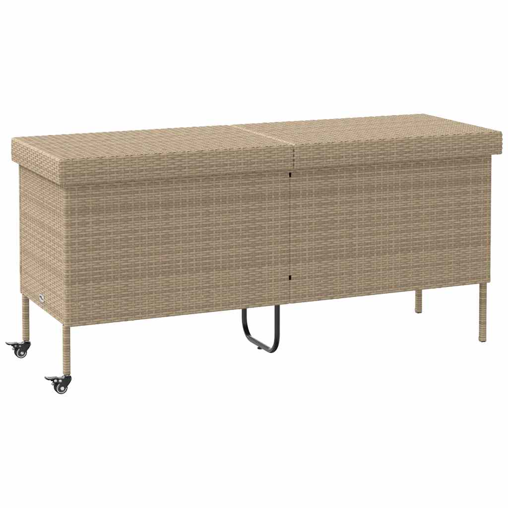 Vrtna kutija za pohranu s kotačima bež 160x55x75 cm poliratan