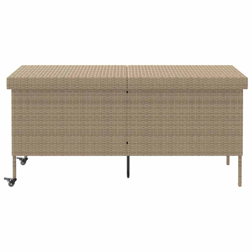 Vrtna kutija za pohranu s kotačima bež 160x55x75 cm poliratan