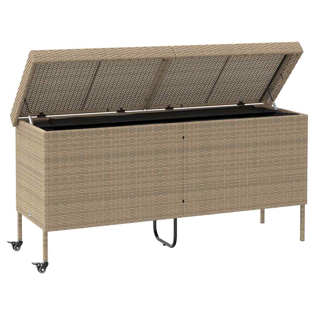 Vrtna kutija za pohranu s kotačima bež 160x55x75 cm poliratan