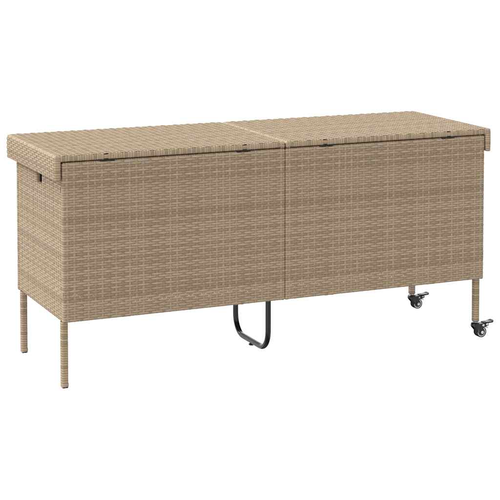 Vrtna kutija za pohranu s kotačima bež 160x55x75 cm poliratan