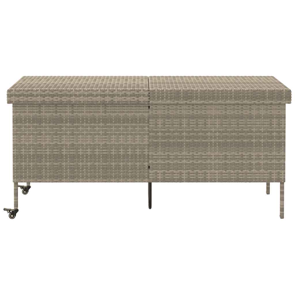 Vrtna kutija za pohranu s kotačima svijetlosiva 160x55x75 cm poli ratan
