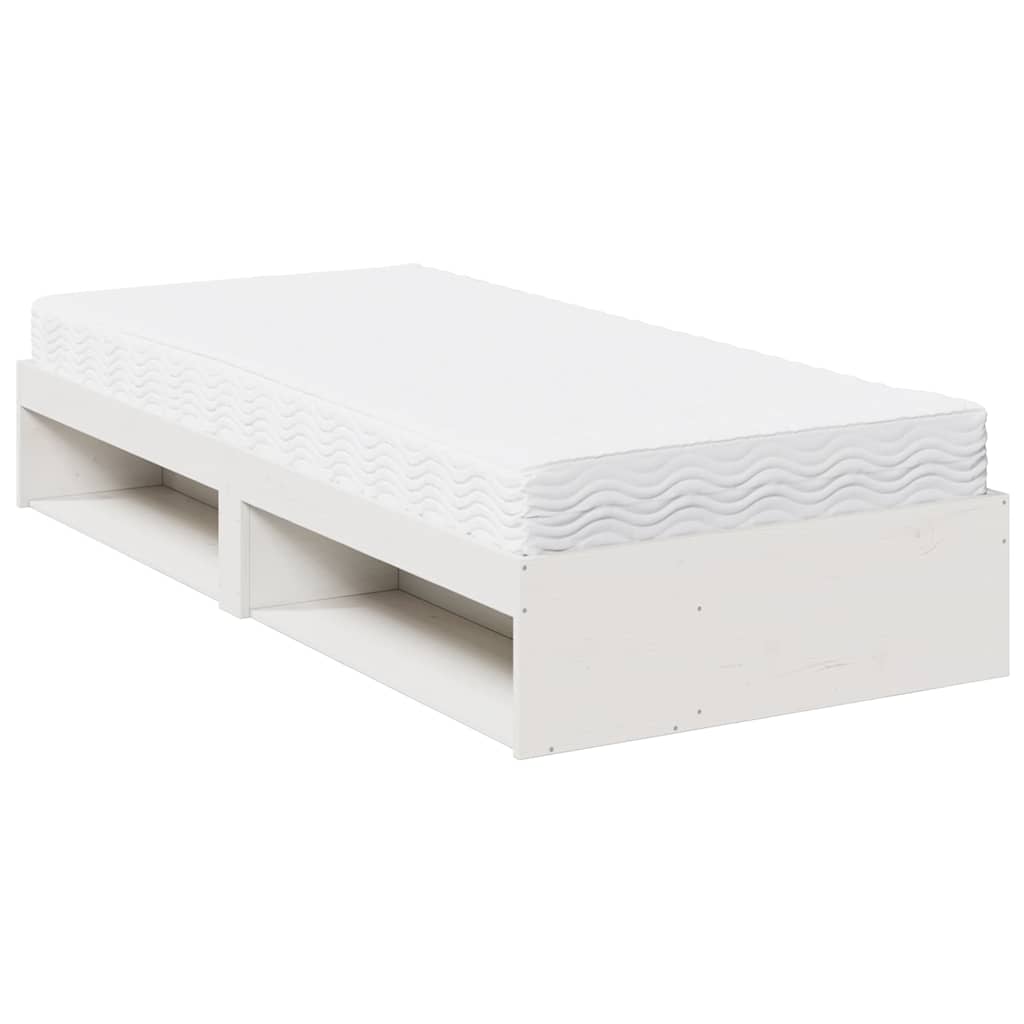 Dnevni krevet s madracem bijeli 100x200 cm puno drvo bor