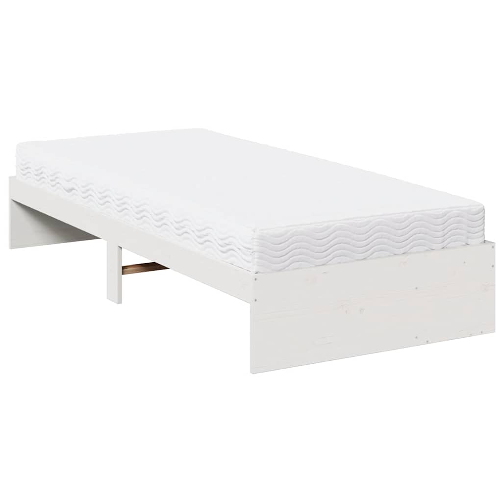 Dnevni krevet s madracem bijeli 100x200 cm puno drvo bor