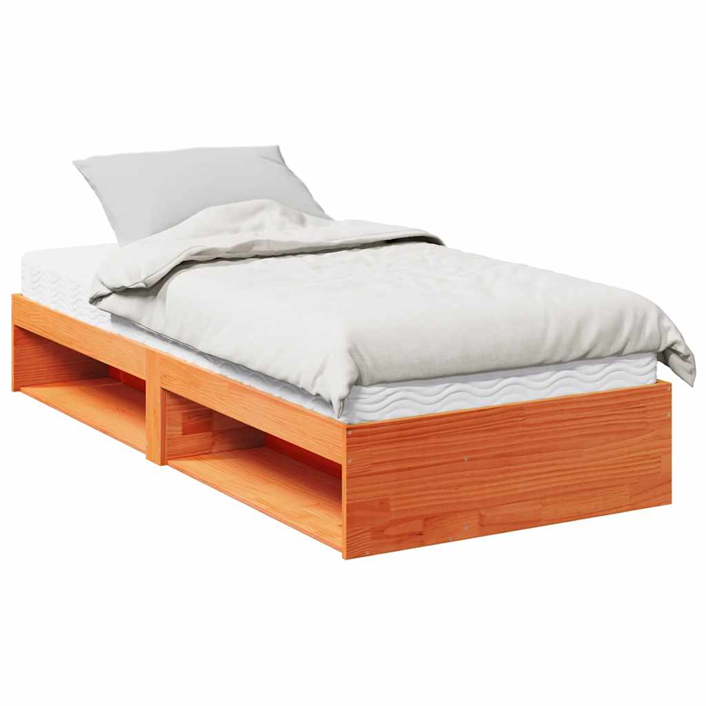 Dnevni krevet s madracem od voska smeđi 100x200cm puno drvo bor