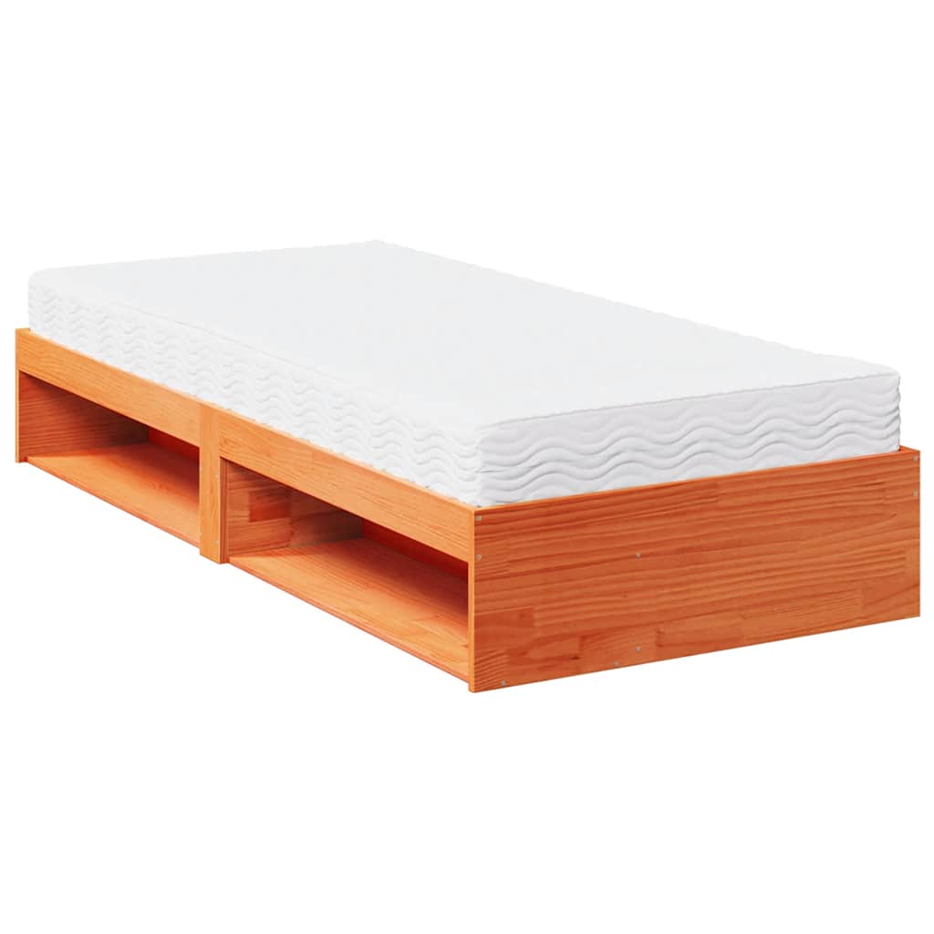 Dnevni krevet s madracem od voska smeđi 100x200cm puno drvo bor