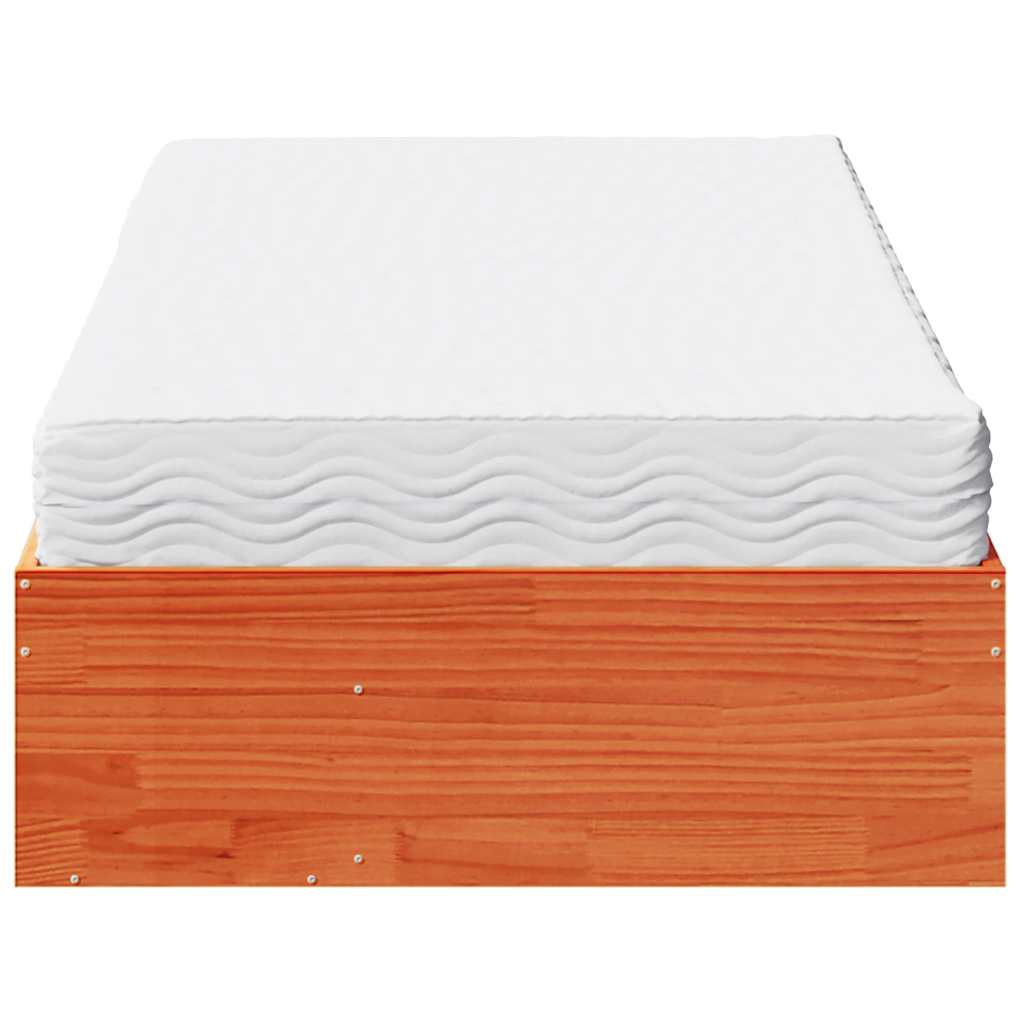 Dnevni krevet s madracem od voska smeđi 100x200cm puno drvo bor