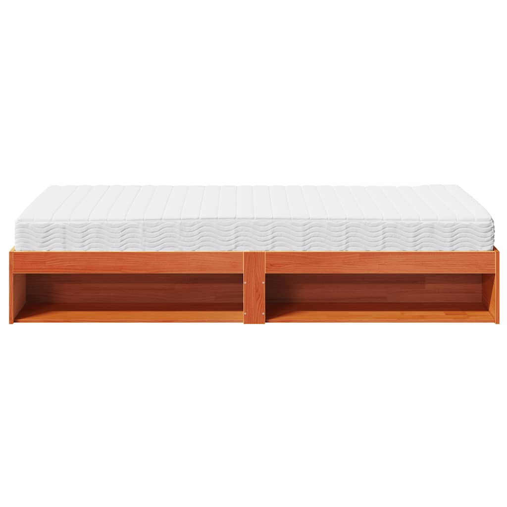 Dnevni krevet s madracem od voska smeđi 100x200cm puno drvo bor