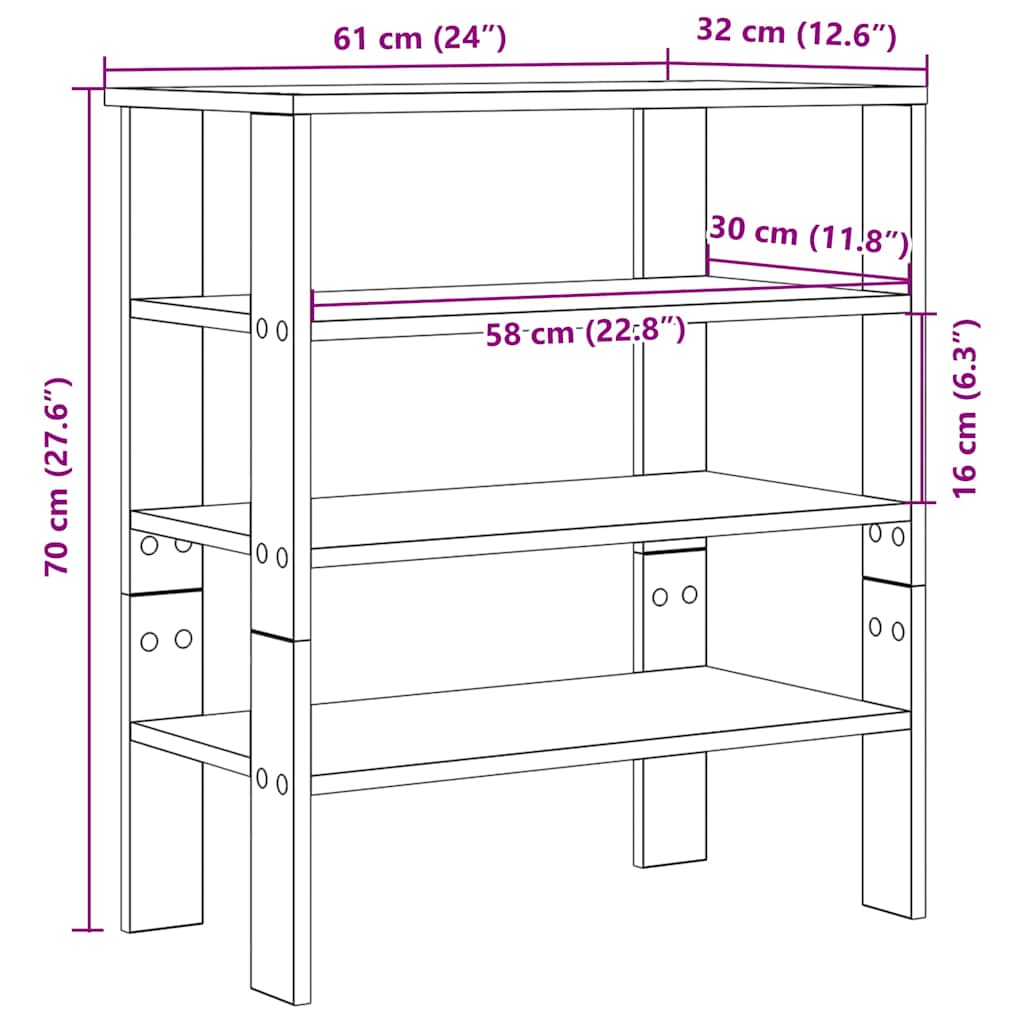 Stalak za cipele crni 61x32x70 cm od konstruiranog drva