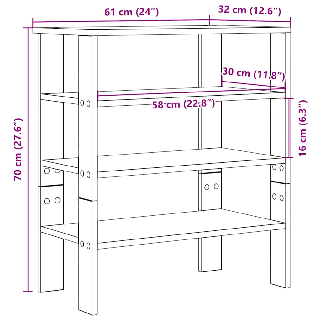 Stalak za cipele boja hrasta 61x32x70 cm konstruirano drvo