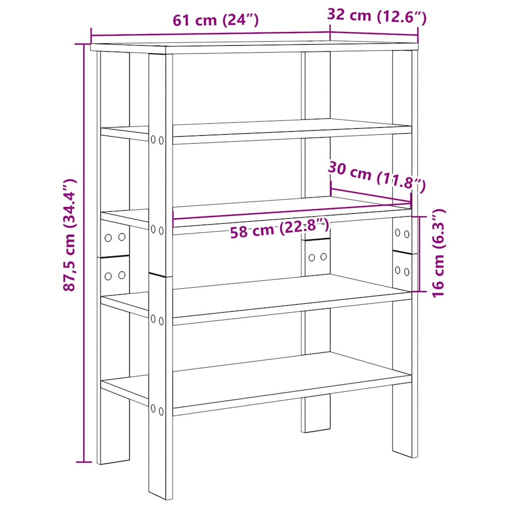 Stalak za cipele boja hrasta 61x32x87,5 cm konstruirano drvo
