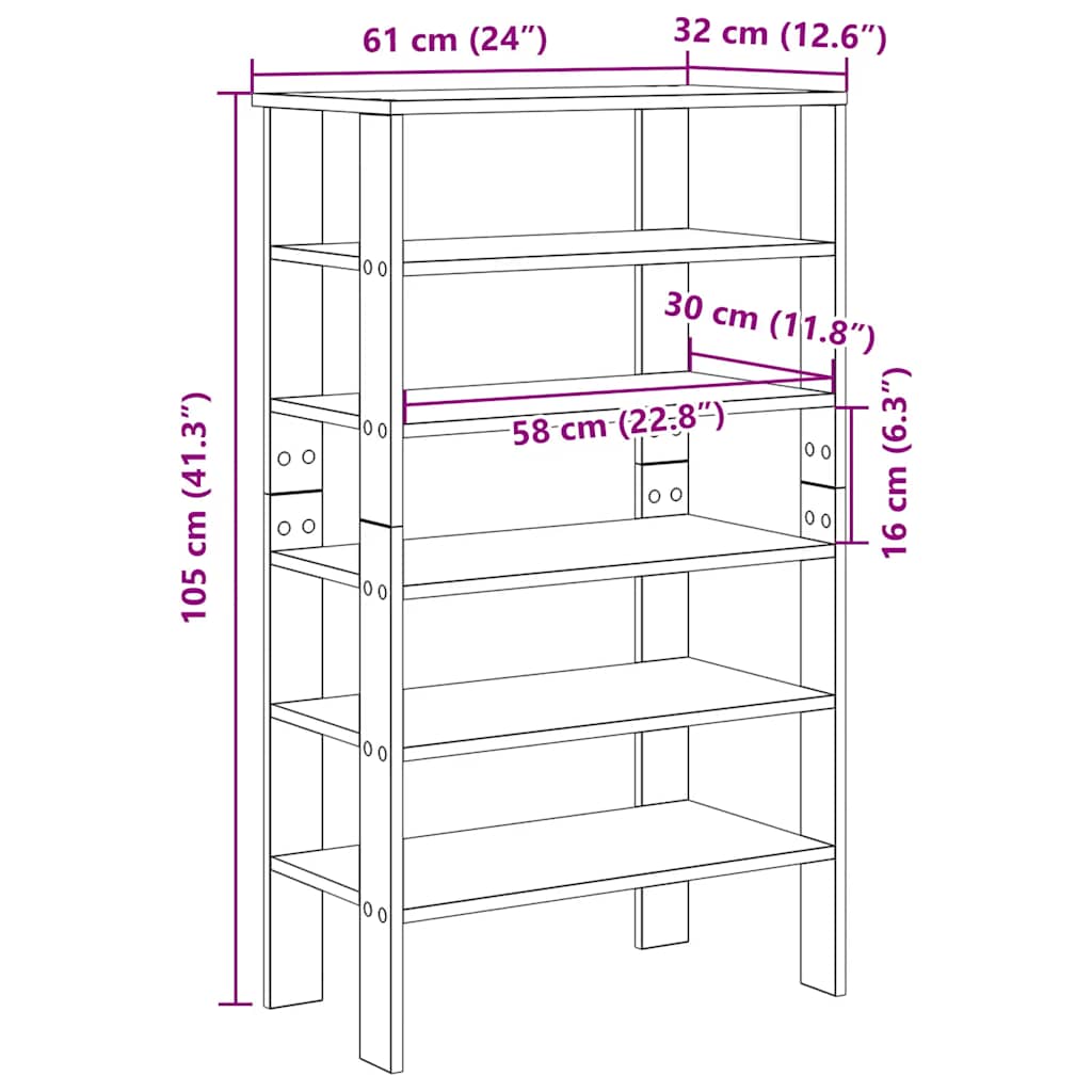 Stalak za cipele crni 61x32x105 cm od konstruiranog drva