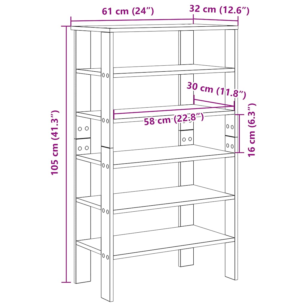 Stalak za cipele boja hrasta 61x32x105 cm konstruirano drvo