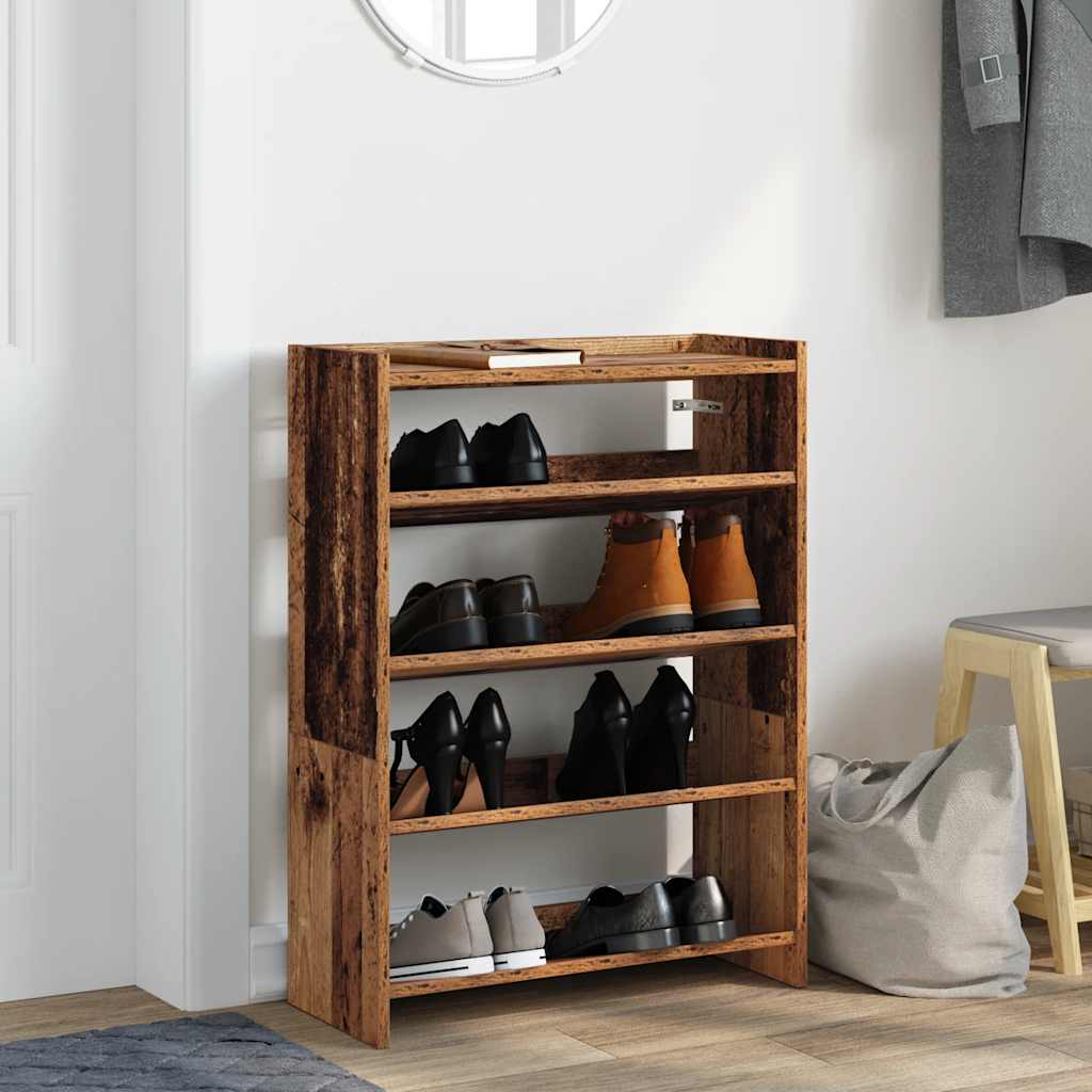 Stalak za cipele boja staro drvo 60x25x81 cm konstruirano drvo