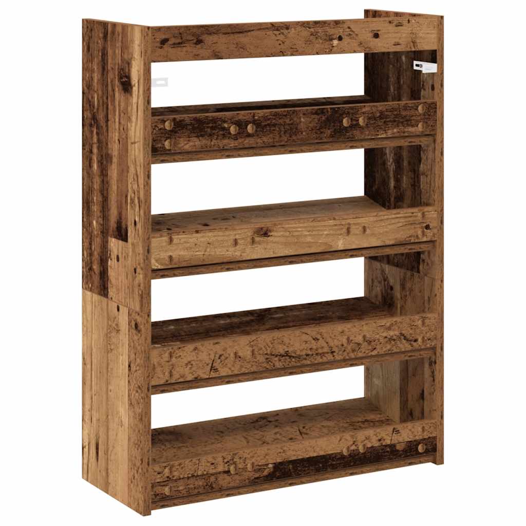 Stalak za cipele boja staro drvo 60x25x81 cm konstruirano drvo