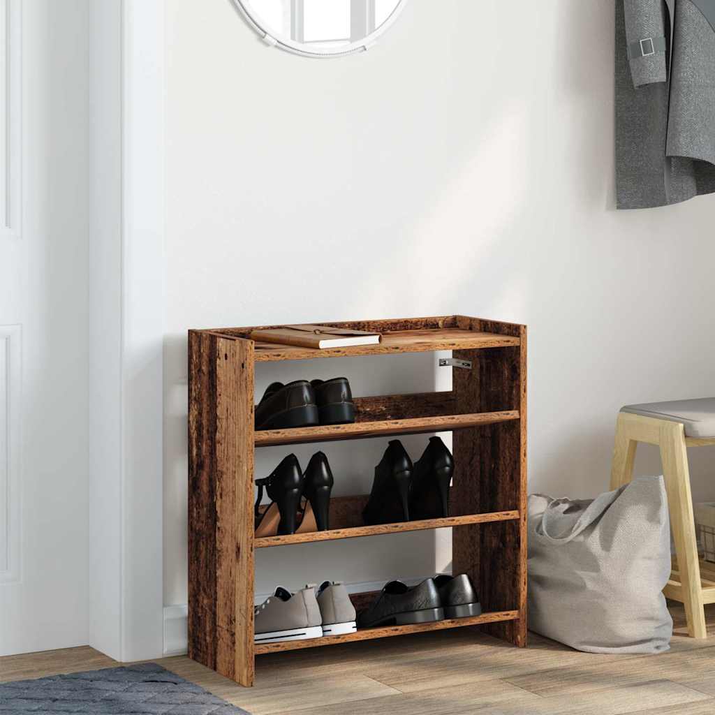 Stalak za cipele boja staro drvo 60x25x62 cm konstruirano drvo