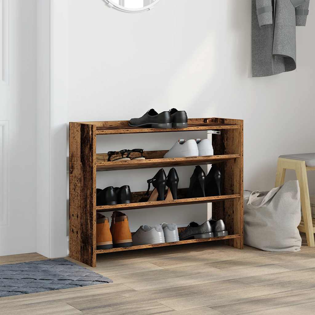 Stalak za cipele boja staro drvo 80x25x62 cm konstruirano drvo
