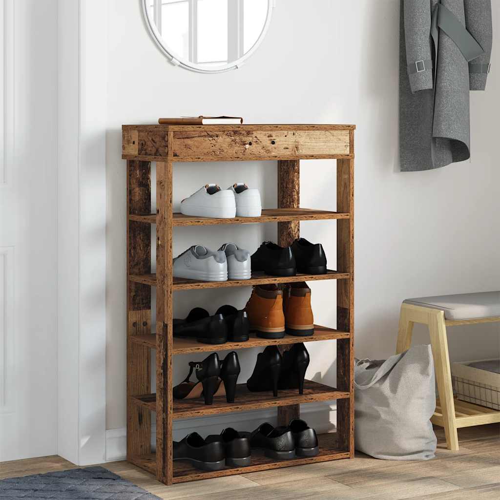 Stalak za cipele boja staro drvo 60x30x98 cm konstruirano drvo