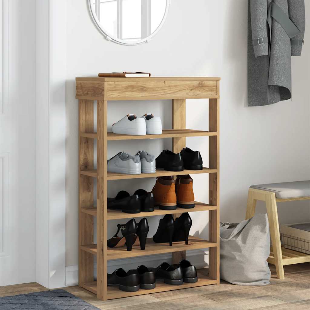 Stalak za cipele boja hrasta 60x30x98 cm konstruirano drvo