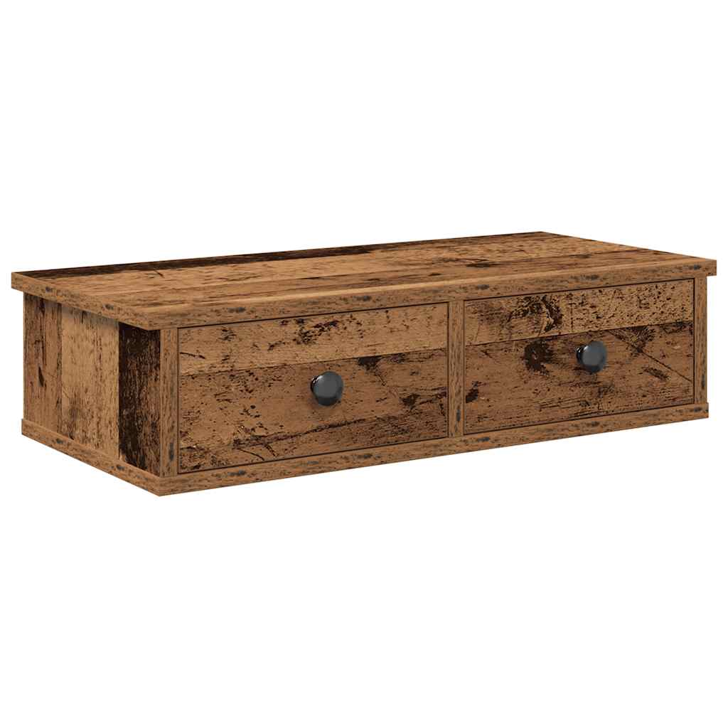 Zidna polica s ladicama staro drvo 60x28x15cm konstruirano drvo