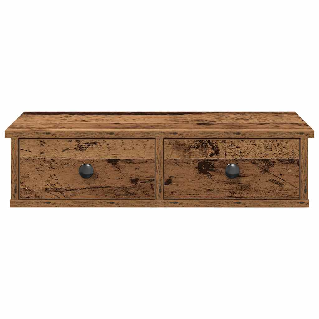 Zidna polica s ladicama staro drvo 60x28x15cm konstruirano drvo