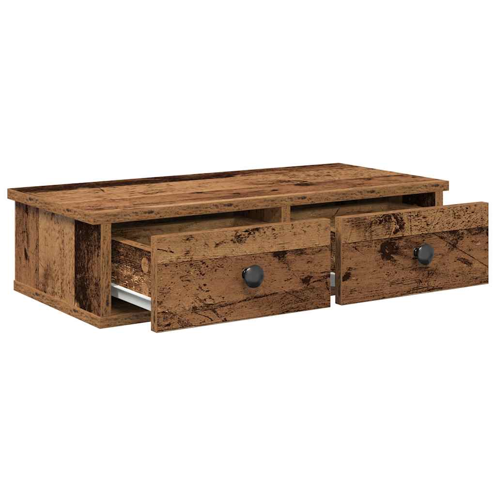 Zidna polica s ladicama staro drvo 60x28x15cm konstruirano drvo