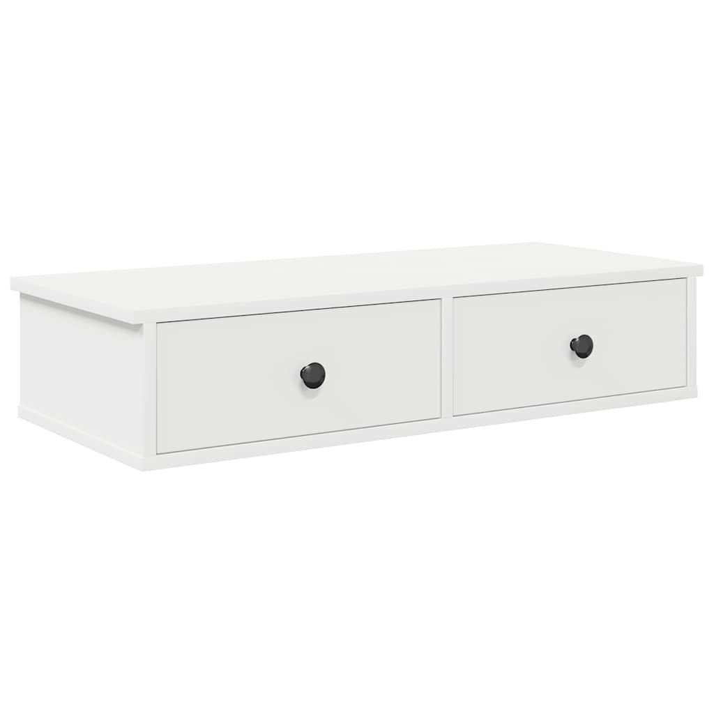 Zidna polica s ladicama bijela 80x34x17 cm izrađeno drvo