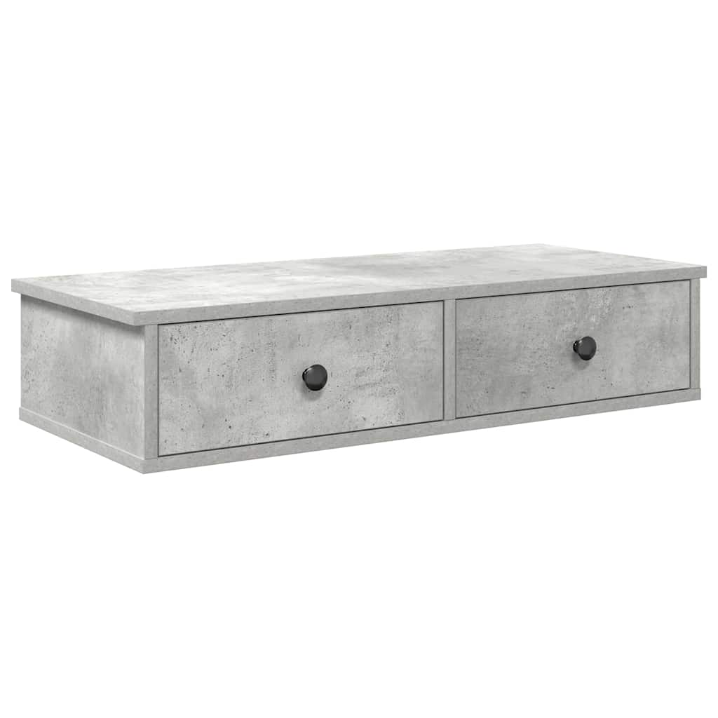 Zidna polica s ladicama beton siva 80x34x17cm konstruirano drvo