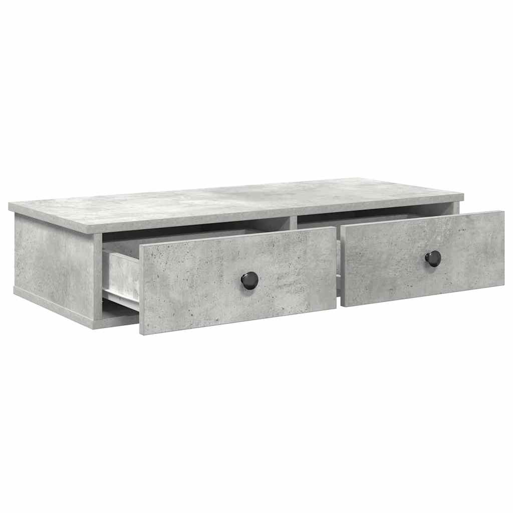 Zidna polica s ladicama beton siva 80x34x17cm konstruirano drvo