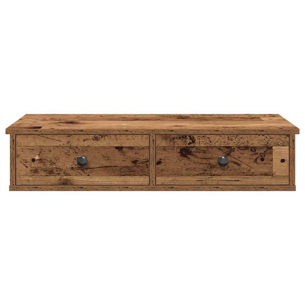 Zidna polica s ladicama staro drvo 80x34x17cm konstruirano drvo