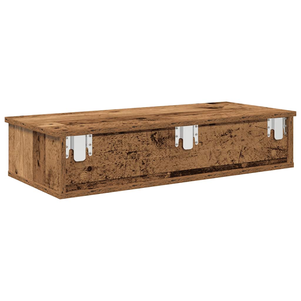 Zidna polica s ladicama staro drvo 80x34x17cm konstruirano drvo