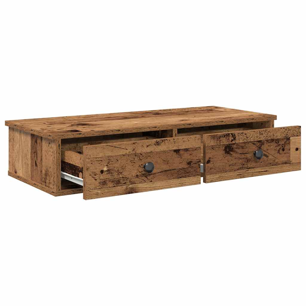 Zidna polica s ladicama staro drvo 80x34x17cm konstruirano drvo