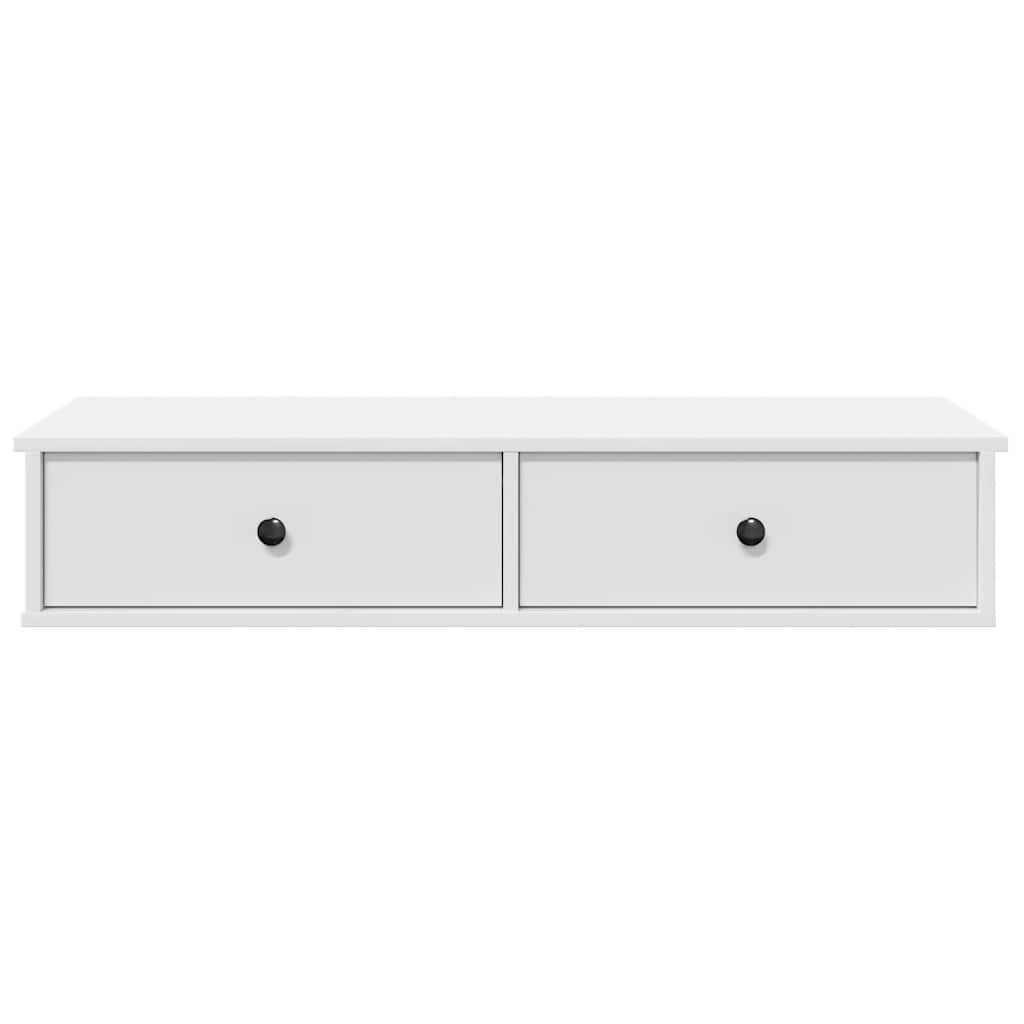 Zidna polica s ladicama bijela 100x37,5x19 cm izrađeno drvo